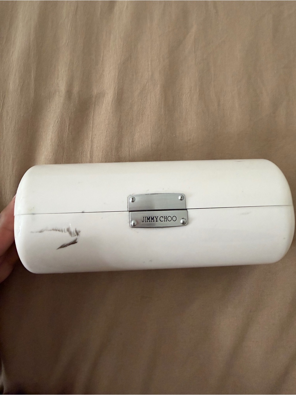 Jimmy Choo White Hard Sunglass Case With Metal Logo